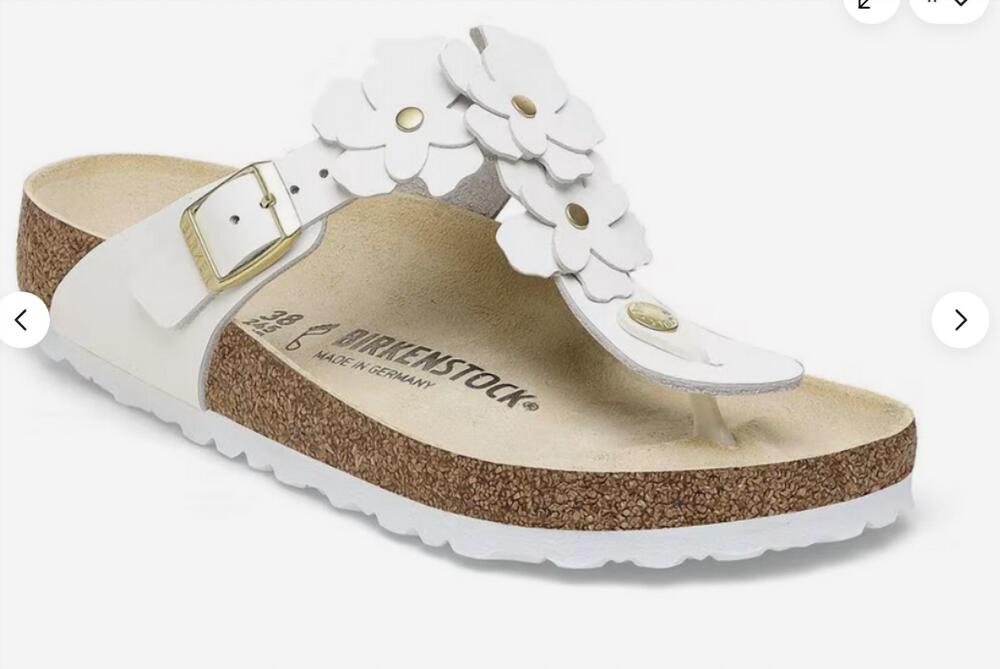 NEW BIRKENSTOCK women's gizeh flower embellishment sandal in white